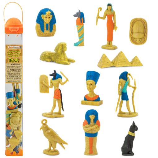 Safari Ltd. Ancient Egypt TOOB - 12 Mini Figurines: Nefertiti, Bastet, King Tut, Isis, Amulet, Mummy, Scarab, Pyramids, Sphinx, Thoth, Anubis & More - Educational Toys Boys, Girls & Kids 3+