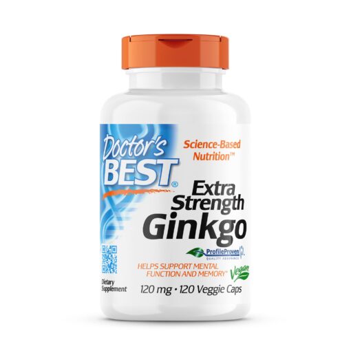 Doctor's Best Extra Strength Ginkgo, Non-GMO, Gluten Free, Vegan, Soy Free, Promotes Mental Function and Memory, 120 mg, 120 Count (Pack of 1) Unflavored 120VC