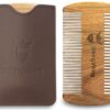 Sandalwood Beard Comb and Case - Pocket Sized Wooden Beard & Mustache Comb with Fine & Coarse Teeth - Perfect for Use with Balms and Oils - Striking Viking (Brown) Brown Case 43 71QrvsK6qHL