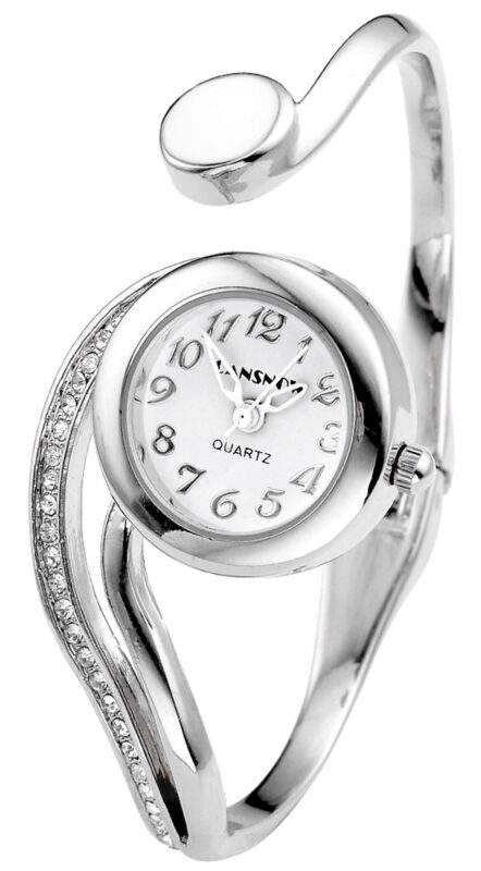 Catalog 6 Top Plaza Women Casual Elegant Silver Tone Small Dial Bangle Cuff Bracelet Dress Analog Quartz Watch 6 Inches
