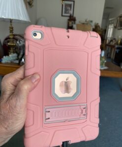iPad Mini 5 Case, iPad Mini 4 Case, Hybrid Three Layer Armor Shockproof Rugged Drop Protection Cover Case Built with Kickstand for iPad Mini 4/5 7.9 Inch Rose gold+Gray 38 71Qt3RYEzGL