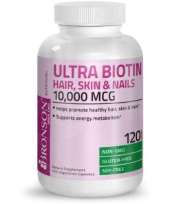 Bronson Ultra Biotin 10,000 Mcg Hair Skin and Nails Supplement, Non-GMO, 120 Vegetarian Capsules 120 Count (Pack of 1) 22 71QtnfCYlL