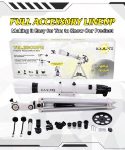 Telescope 90mm Aperture 900mm - Vertisteel AZ Mount Base, High Precision Adjustment, Magnification 45-450x, Wireless Remote, Phone Adapter - Ideal for Astronomy Enthusiasts and Beginners (White) White-90900 13 71Qu68XlpUL