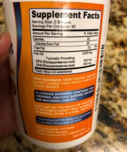 Dr. Tobias Omega 3 Fish Oil, 800 mg EPA 600 mg DHA Omega 3 Supplement for Heart, Brain & Immune Support, Absorbable Triple Strength Fish Oil Supplements - 2000 mg Per Serving, 180 Softgels 90 Servings 30 71QuJPgucWL