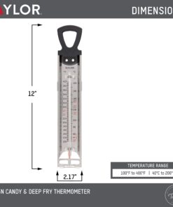 Taylor Stainless Steel Candy Deep Fry Food Cooking Kitchen Analog Thermometer, 12 Inches Traditional 19 71QuxD3vWKL