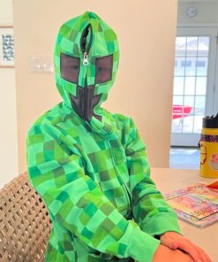 JINX Minecraft Big Boys' Creeper Zip-Up Costume Hoodie, with Mask Small Green 20 71QwTjK0JJL