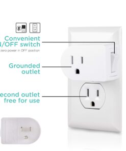 Cordinate Grounded Outlet On/Off Power Switch, 3 Prong, Plug in Adapter, Easy to Install, For Indoor Lights and Small Appliances, Energy Saving, White, 49968, 1 Pack On/Off Switch 8 71QwYK0hliL