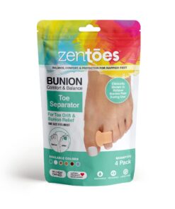 ZenToes Gel Toe Separators for Overlapping Toes, Bunions, Big Toe Alignment, Corrector and Spacer - 4 Pack (Beige) Beige 29 71Qwa12C6sL