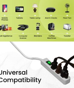 GoGreen Power (GG-13002MS) 3 Outlet Power Strip, White, 2.5 Ft Cord Pack of 1 23 71QyXbmwhWS