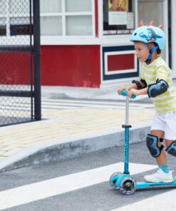 Micro Kickboard - Mini Deluxe LED 3-Wheeled, Lean-to-Steer, Swiss-Designed Micro Scooter for Preschool Kids with LED Light-up Wheels, Ages 2-5 Aqua 12 71QyuJzt6kL