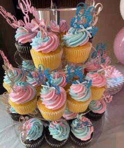 YestBuy 4 Tier Round Acrylic Cupcake Stand with Base, Premium Cupcake Holder, Acrylic Cupcake Tower Display Cady Bar Party Décor – Display for Pastry (4" Between 2 Layers) 4 Tier Round ( 4" between 2 layers) 24 71R EmIBClL