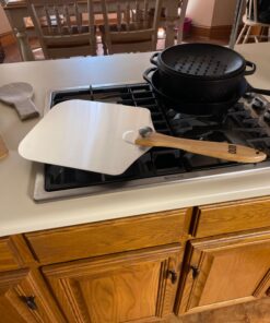 OUII Pizza Peel Aluminum Metal Pizza Paddle - 12 x 14 inch. Pizza Cutter Rocker 14'' Blade Pizza Spatula for Pizza Stone, Pizza Oven Accessories. Pastry, Dough, Bread Peel and Rocker Knife Pizza Tools 12" X 14" NON-PERFORATED 34 71R zMA6anL