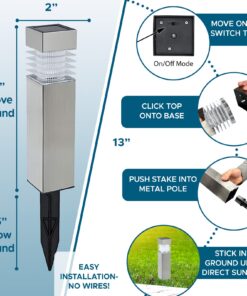 Morvat LED Auto Solar Powered Outdoor Path Lights with Stainless Steel & Durable Plastic for Garden Yard & Pathway, Bright Waterproof Landscape & Patio Lighting, Dusk to Dawn, White Light, 8 Pack 13 71R0uwdX2L 1