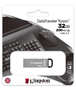 Kingston DataTraveler Kyson 32GB High Performance USB 3.2 Metal Flash Drive | Speeds up to 200MB/s | DTKN/32GB, Silver 21 71R1 mApg9L