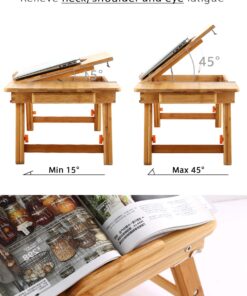Laptop Desk Nnewvante Table Adjustable Bamboo Foldable Breakfast Serving Bed Tray w' Tilting Top Drawer 21.6" 42 71R1FgSa2yL