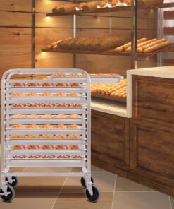 Giantex 10 Tier Aluminum Bakery Rack Home Commercial Kitchen Bun Pan Sheet Rack Mobile Sheet Pan Racking Trolley Storage Cooling Rack w/Lockable Casters (10 Tier): 26" L x 20.3" W x 38.2"H 13 71R3uuM0yrL