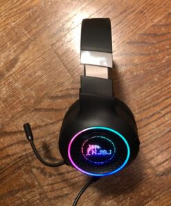 CHAFON E300 Gaming Headset with Noise Cancelling Microphone, Surround Sound Headphones for PS4 PC Xbox One PS5 Controller, Dynamic RGB Wired Headsets for Computer Laptop Mac Nintendo NES Games 48 71R4YRSnDSL