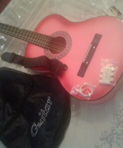 Best Choice Products 38in Beginner All Wood Acoustic Guitar Starter Kit w/Gig Bag, Digital Tuner, 6 Celluloid Picks, Nylon Strings, Capo, Cloth, Strap w/Pick Holder - Pink 33 71R4p0xe0cL