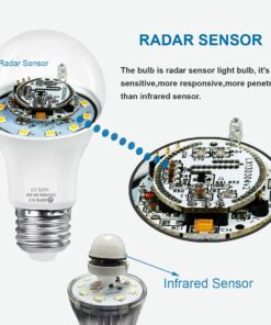 LUXON 5W A19 Radar Detector Dusk to Dawn 50W Equivalent Smart Led Lamp Lighting Indoor Outdoor Motion Sensor Bulb Auto On/Off E26 Base Soft White 2700K 1 2700k Warm White 25 71R5aErRHSL