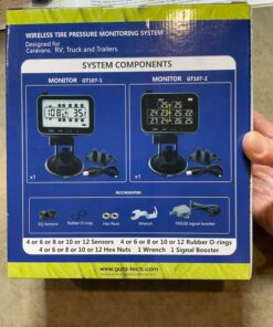 GUTA Trailer Tire Pressure Monitoring System, Trailer TPMS with 6 Sensors, 6 Alert Modes, Signal Booster, Power Saving Display, Long Sensing Distance, for 3 Trailers (T1/T2/T3), for RV, Trailer 6-Sensors 29 71R759c2tgL