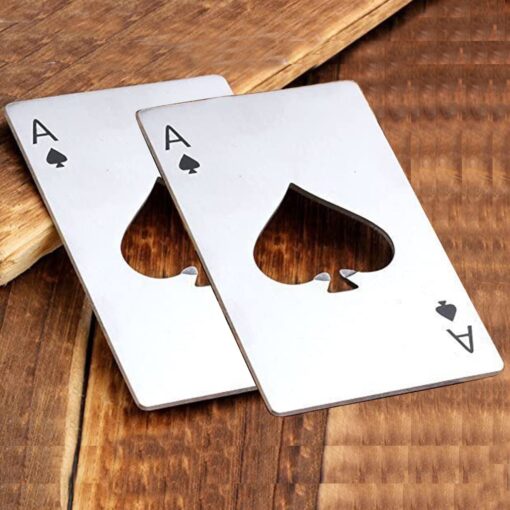 Bottle Opener-Stainless Steel Credit Card Size Casino Bottle Opener for Your Wallet-2 pcs Poker 2 Pcs