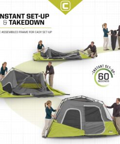CORE 6 Person Instant Cabin Tent | Portable Large Pop Up Tent with Easy 60 Second Camp Setup for Family Camping | Included Hanging Organizer for Outdoor Camping Accessories Light Gray/Green 23 71R7rv5ZEBL