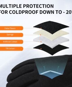 Winter Gloves for Men Women -20°F Thermal Deerskin Leather Insulated Work Glove Warm Polar Fleece Heated Heatlok Cotton in Cold Weather Grey-black Large 13 71R8ObCuDfL
