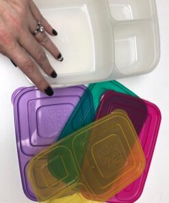 EasyLunchboxes® - Bento Lunch Boxes - Reusable 3-Compartment Food Containers for School, Work, and Travel, Set of 4 (Brights) Brights 32 71R9Af0DL