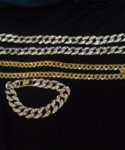 Gold Color Tone Brass Fully CZ Iced Out 15mm 30" Hip Hop Miami Cuban Chain & 9" Bracelet (NOT REAL GOLD) 20 71R9Lad0RaL