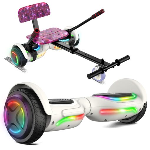 FLYING-ANT Hoverboard, 6.5 Inch Self Balancing Hoverboards with Bluetooth and LED Lights, Hover Board for Kids Teenagers A12 Black+Pink