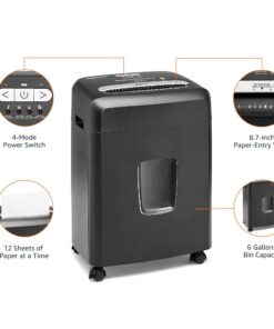 Amazon Basics 12 Sheet (new model) Micro Cut Paper and Credit Card CD Shredder With 6 Gallon Bin, Black 12 Sheet (new model) 30 71R9V5fWGL