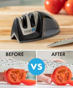 KitchenIQ 50009 Edge Grip 2-Stage Knife Sharpener, Black, Coarse & Fine Sharpeners, Compact for Easy Storage, Stable Non-Slip Base, Soft Grip Rubber Handle, Straight & Serrated Knives 29 71R9tVl6GBL