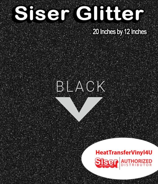 GERCUTTER Store - 20" x 12" Siser Glitter Heat Transfer Vinyl Sheets (20" x 12" x 1 Sheet) (Black) Black