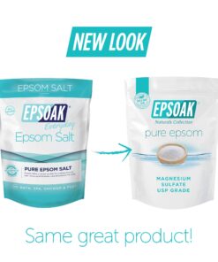 Epsoak Epsom Salt 5 lb Resealable Bulk Bag, Magnesium Sulfate USP. Unscented, Made in The USA, Cruelty-Free Certified 5 Pound (Pack of 1) 13 71RC01nadBL