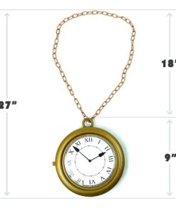 Skeleteen Jumbo Gold Clock Necklace - White Rabbit Clock, Hip Hop Rapper Clock - 1 Piece 23 71RCuWf8ZWL