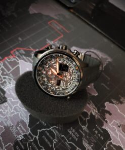 Citizen Men's Promaster Navihawk A-T Eco-Drive Pilot Watch, Atomic Timekeeping, Chronograph, Power Reserve Indicator, Luminous Hands and Markers, Anti-Reflective Crystal Black Rubber Strap 44 71RDnTBje7L