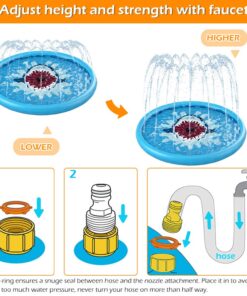 Jasonwell Splash Pad Sprinkler/ Play Mat for Kids, Outdoor Water Toys Inflatable for Baby Toddler Boys Girls Children Age 18+ Months ,Outside Backyard Dog Pool Shark 68" 21 71RE00F2shL