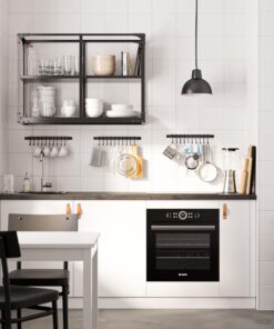 Wallniture Gourmet Kitchen Rail with 10 Hooks, Wall Mounted Wrought Iron Hanging Utensil Holder Rack with Black 17 Inch 19 71REJWvQ2jL