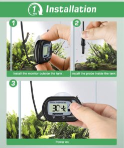 ZACRO 2 Pack Digital Aquarium Thermometer, Fish Tank Thermometer, Water Thermometer with Large LCD Display,Reptile Thermometer for Fish Tank Water Terrarium 29 71REPT08NRL