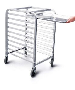 New Star Foodservice 36510 Commercial-Grade Aluminum 10-Tier Sheet Pan/Bun Pan Rack, 26" L x 20" W x 38" H with Brake Wheels 26 x 20 x 38 19 71RESJjaT8L