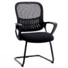 SMUG Desk Chair No Wheels, Mid Back Computer Chair Ergonomic Mesh Office Chair with Larger Seat, Executive Sled-Base Task Chair with Lumbar Support and Armrests for Women Adults, Black Americana 8 71REaE3y72L