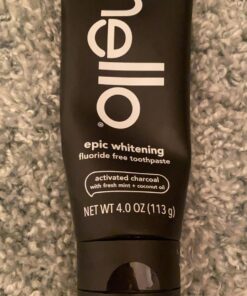 Hello Activated Charcoal Epic Teeth Whitening Fluoride Free Toothpaste, Fresh Mint and Coconut Oil, Vegan, SLS Free, Gluten Free and Peroxide Free, 4 Ounce 4 Ounce (Pack of 1) 36 71REwg4BjPL