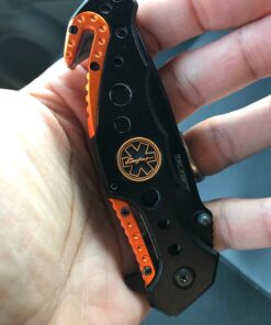 Snake Eye Tactical EMT Black & Orange Folding Pocket Knife 32 71RFaCLEZrL