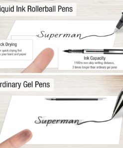 Rollerball Pen Fine Point Pens: 16 Pack 0.5mm Black Gel Liquid Ink Pens Extra Thin Fine Tip Pens, Rolling Ball Point Writing Pens for Note Taking, Signature, Journal, Office/Stationary Supplies 26 71RFat6SL