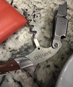 Barvivo Natural Rosewood Wine Opener with Foil Cutter Knife & Cap Remover, Double Hinged Manual Wine Key for Bartenders, Servers, Waiters, Stainless Steel Wine Bottle Opener Corkscrew 33 71RGSLvjvtL