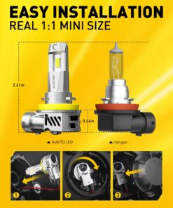 AUXITO H11 LED Bulbs, H8 H9 Automotive Light Replacement, 18000LM 600% Highly Bright 6500K Cool White, Real 1:1 Mini Size, Direct Install Plug and Play, Pack of 2 32 71RGf2pP IL