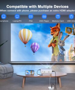 AuKing Projector, 2023 Upgraded Mini Projector, Full HD 1080P Home Theater Video Projector, Compatible with HDMI/USB/VGA/AV/Smartphone/TV Box/Laptop A- 9500 L 20 71RHeJwdpnL