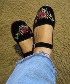 Alternative view of Shoes 18 Womens Cotton China Doll Mary Jane Shoes Ballerina Ballet Flats Shoes 8 118a Black Suede