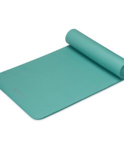 Gaiam Essentials Thick Yoga Mat Fitness & Exercise Mat with Easy-Cinch Yoga Mat Carrier Strap, 72"L x 24"W x 2/5 Inch Thick Teal 31 71RIOKFacTL