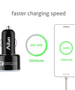 Ailun Car Charger Qualcomm Quick Charge 3.0 Adapter Fast Dual USB Port 35W for iPhone 14 13 11 12 Pro Max X Xs XR SE 2020 Galaxy s20+ S20Ultra, Black Blue 29 71RIcJpOVL